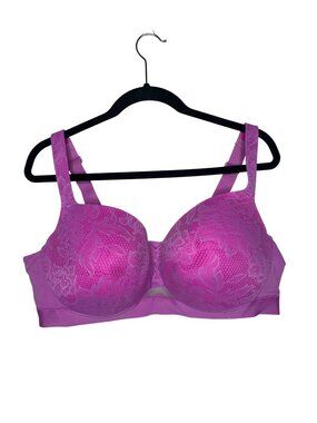 Lane Bryant Cacique Lightly Lined Balconette Bra 44DD Purple Lace Wire Free